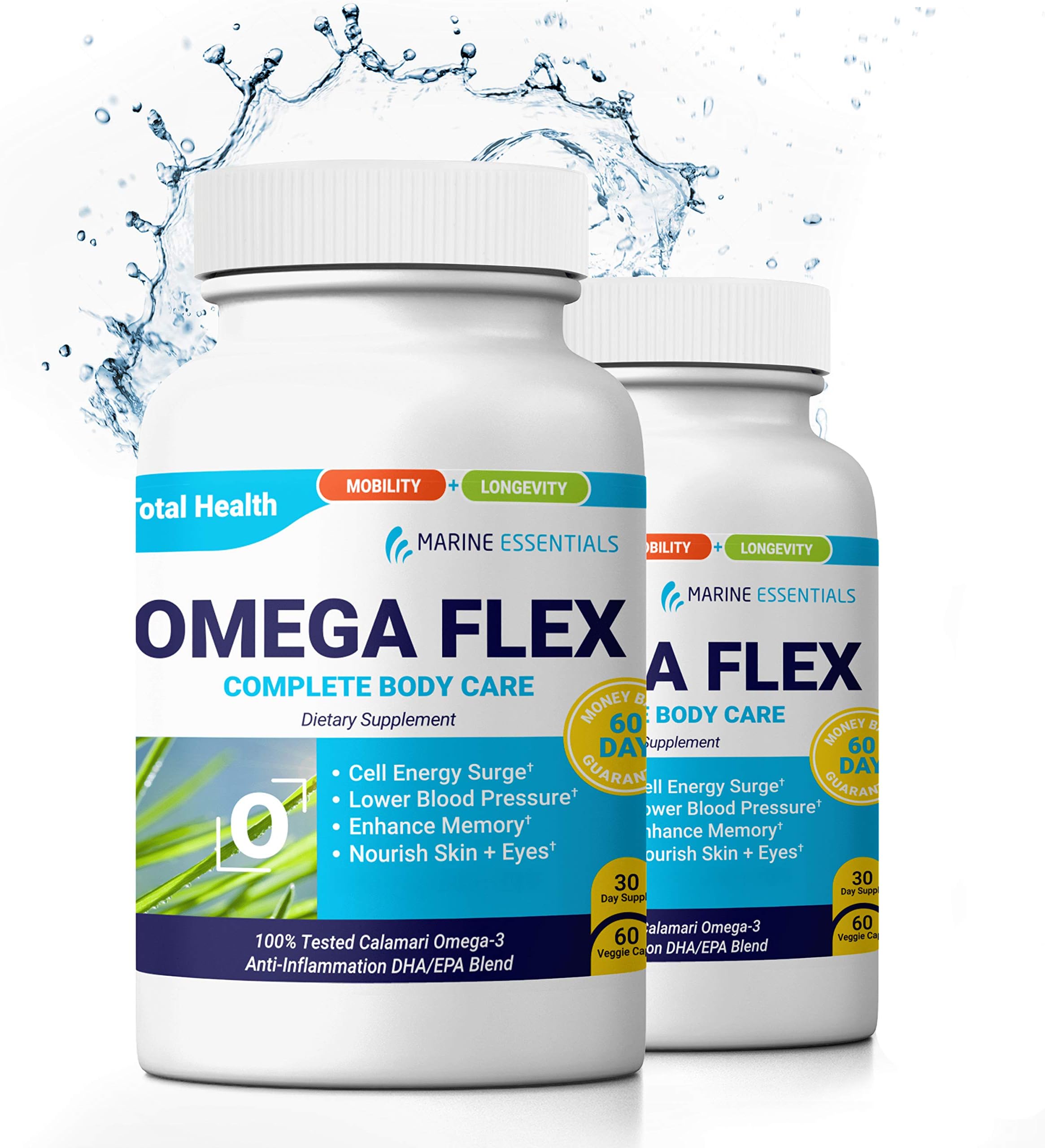 Marine Essentials Omega 3 Joint Relief - “Omega Flex” Joint Pain Relief Supplement w/Calamari Omega 3 and Calcium Fructoborate (120 Capsules)