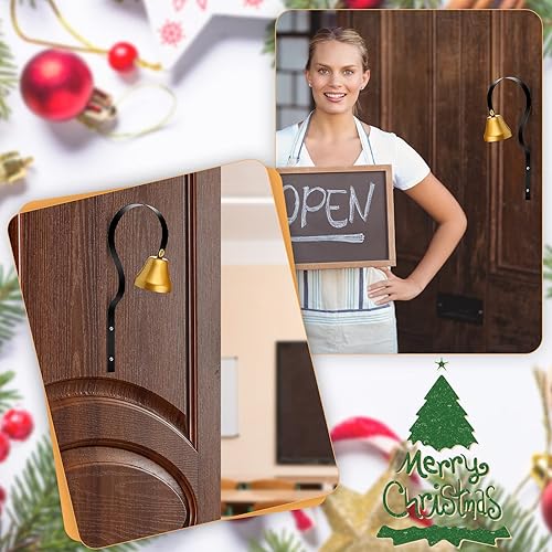 Miniatura 7 de Oudain 4 timbres antiguos de tenderos de 1.6 pulgadas de diámetro, montados en la pared, de metal, timbre de entrenamiento para perros, anillo