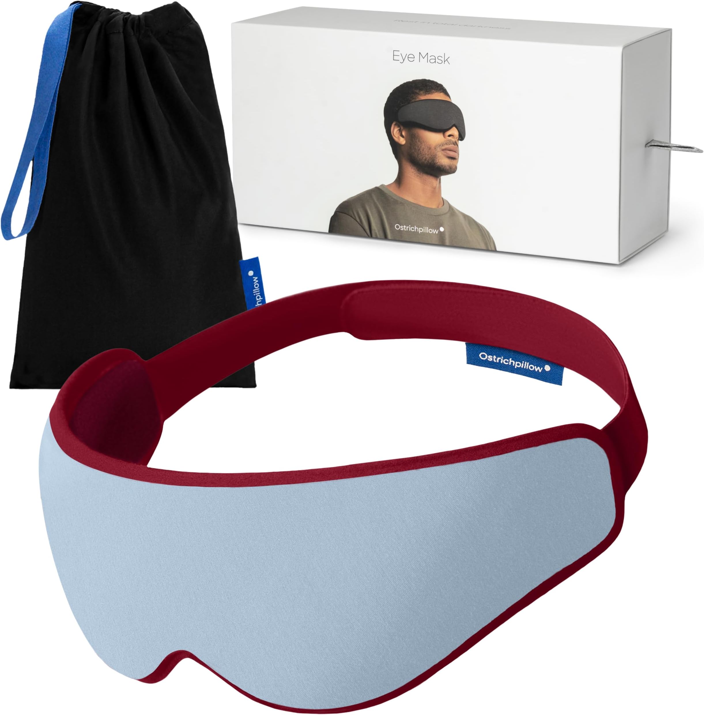 Ostrichpillow Eye Mask Sleep Mask - 100% Blackout, No Pressure On Eyes, Soft & Breathable, Adjustable Fit, Sleep Mask for Women Men, Travel Bag Included