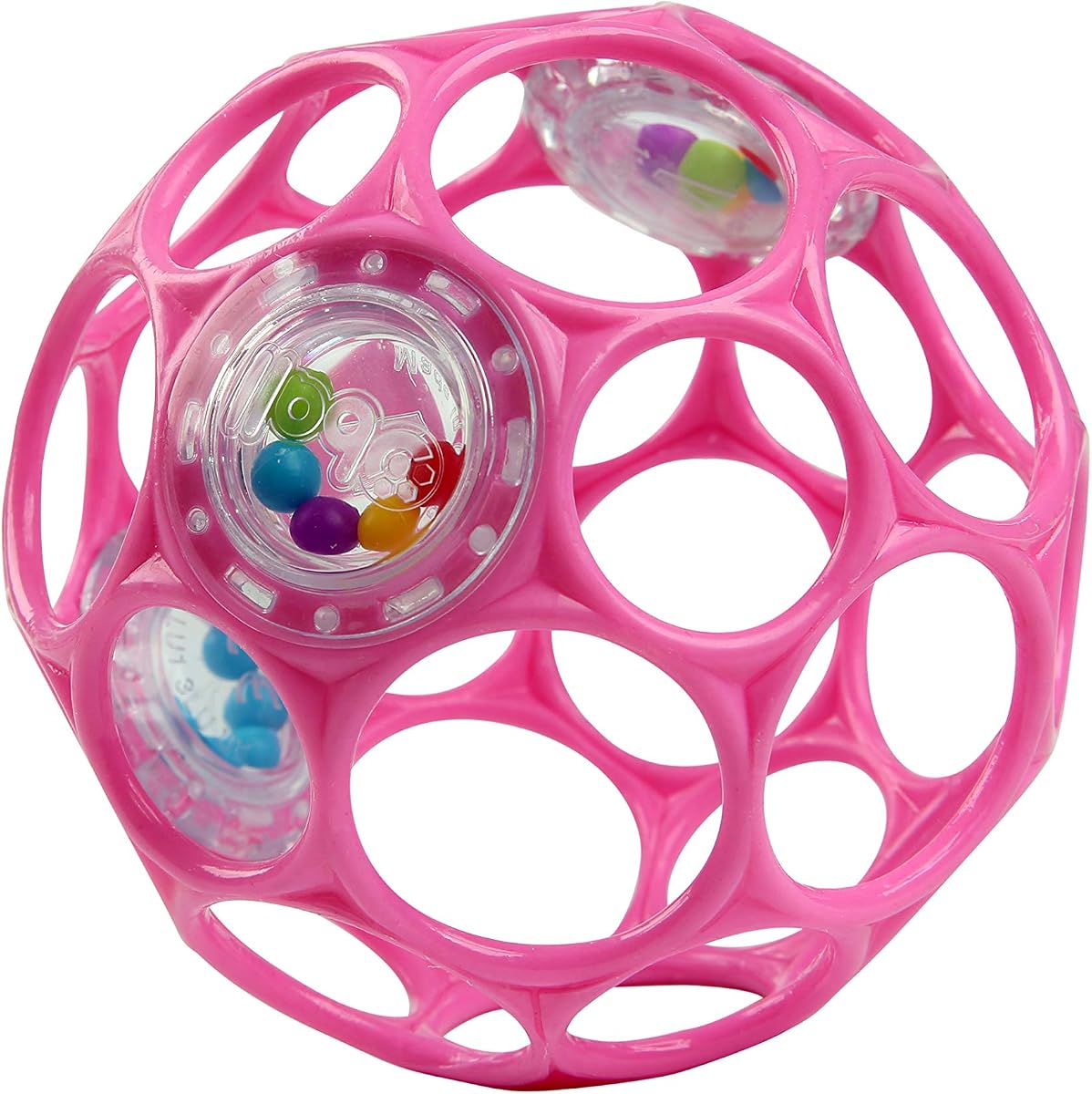Oball Sonajero para bebé de fácil agarre, rosa, para recién nacidos y mayores, 4 pulgadas