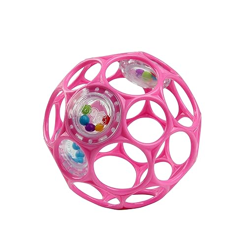 Bright Starts Oball Easy-Grasp Baby Rattle Ball, Pink, Ages Newborn
