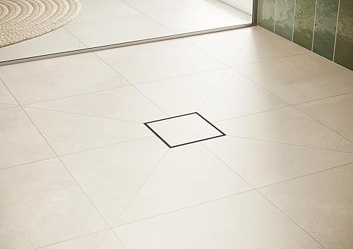 Miniatura 10 de hansgrohe RainDrain Brilliance - Juego de drenaje de ducha cuadrado con cubierta trasera áspera y baldosa en acero inoxidable cepillado, drenaje de