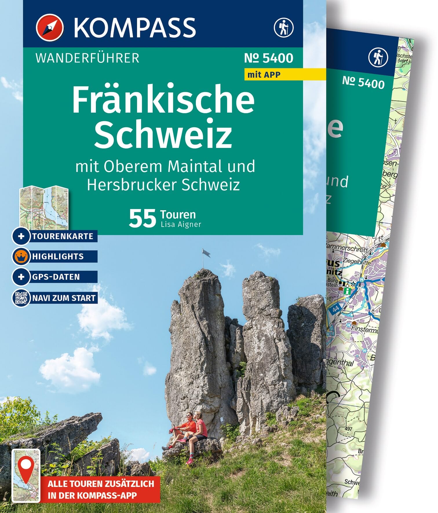 KOMPASS Wanderführer Fränkische Schweiz mit Oberem Maintal und Hersbrucker Schweiz, 55 Touren mit Extra-Tourenkarte: mit Touren und GPS-Daten in der KOMPASS-App