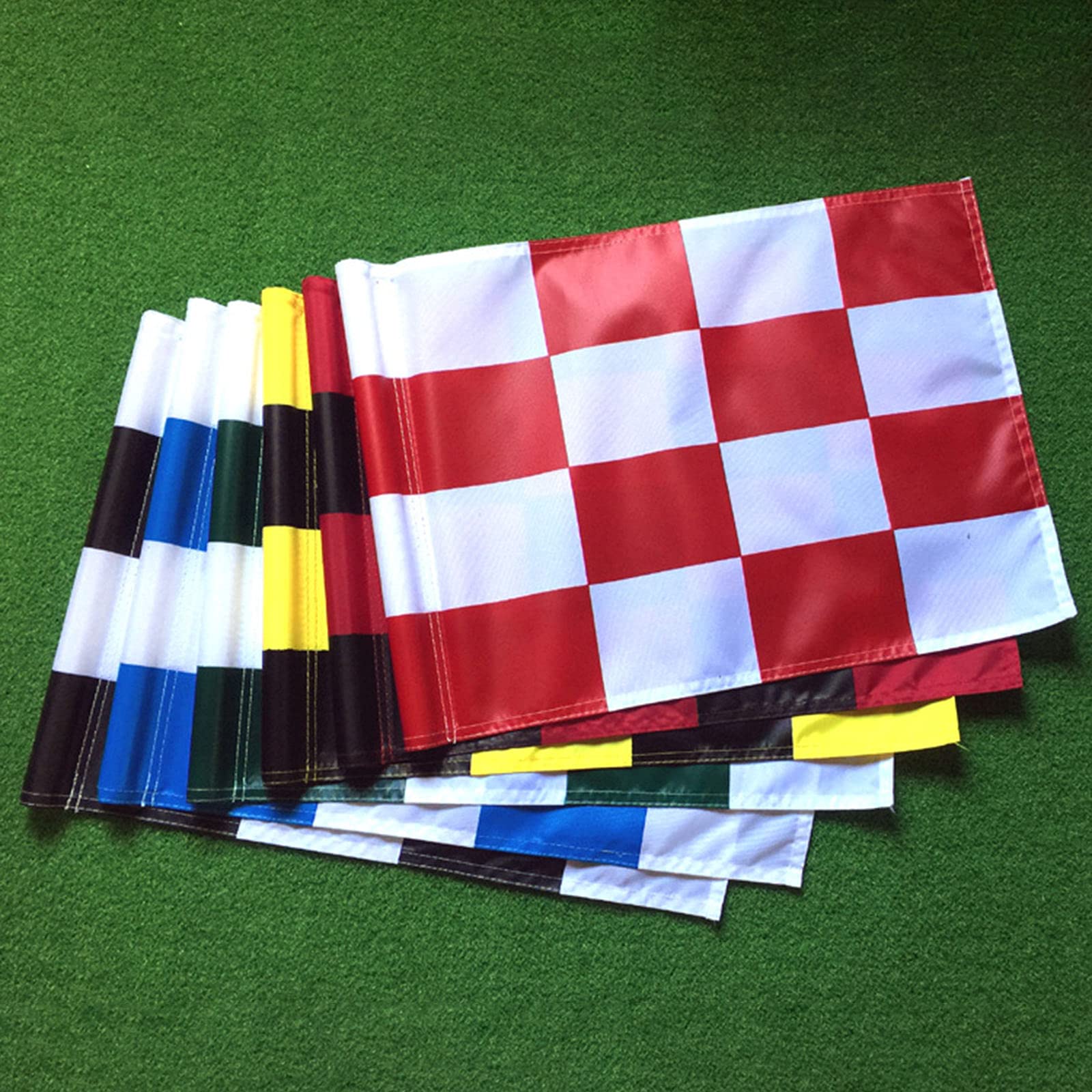Drapeau de golf avec tube inséré, tous les drapeaux de golf de 50,8 cm de long x 38,1 cm de haut, drapeaux verts pour cour, pelouse, terrasse – Noir et blanc
