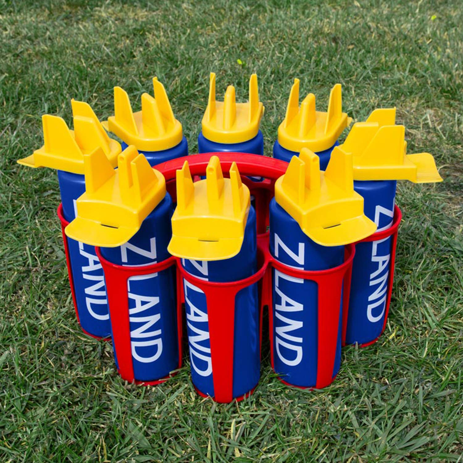 Ziland Hybrid Water Bottle Set • 8 x 1 Litre Easy Squeeze Bottles and 1 x Carrier • Perfect for Sports Teams • Hygienic as there is no mouth contact with the nozzle