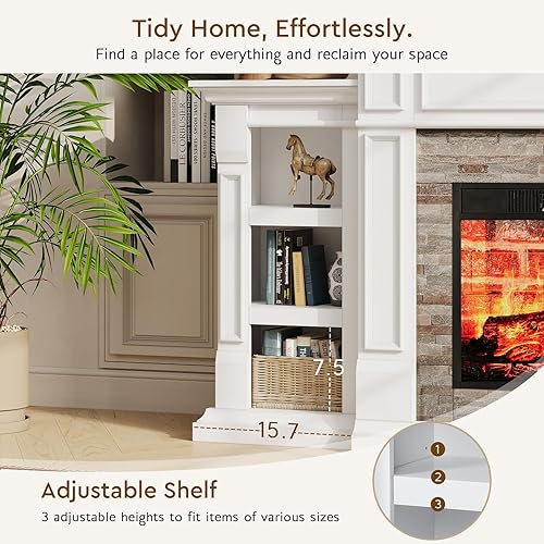 Miniatura 5 de LGHM Chimenea eléctrica de 72 pulgadas con chimenea, soporte de TV para televisores de hasta 80 pulgadas, moderno centro de entretenimiento con