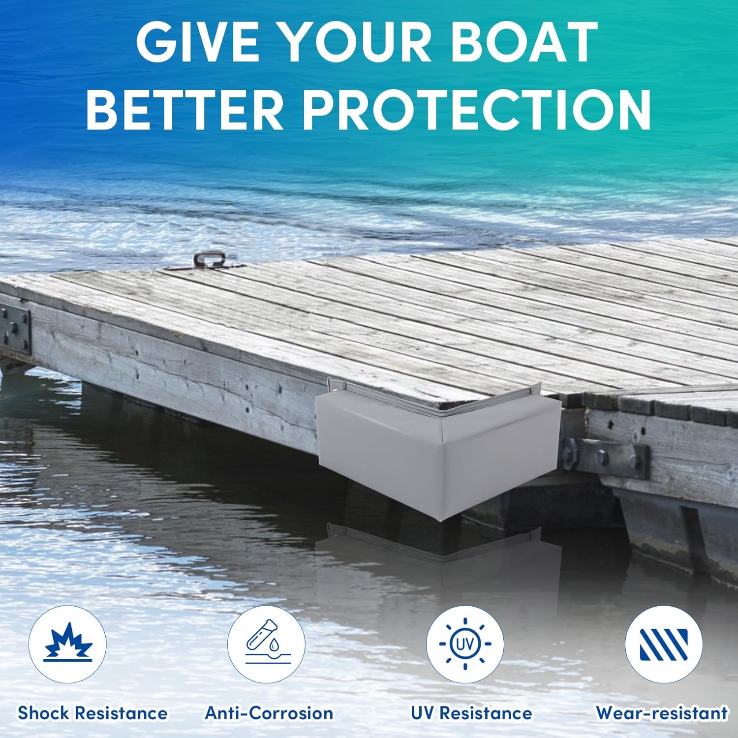 ORLANG 2Pack Dock Corner Bumpers,PVC Boat Dock Fenders with Stainless Steel Screws,Boat Dock Guards,Docking Edging Guard for Docking Edges, Corner Dock or Piers Edge(Grey)