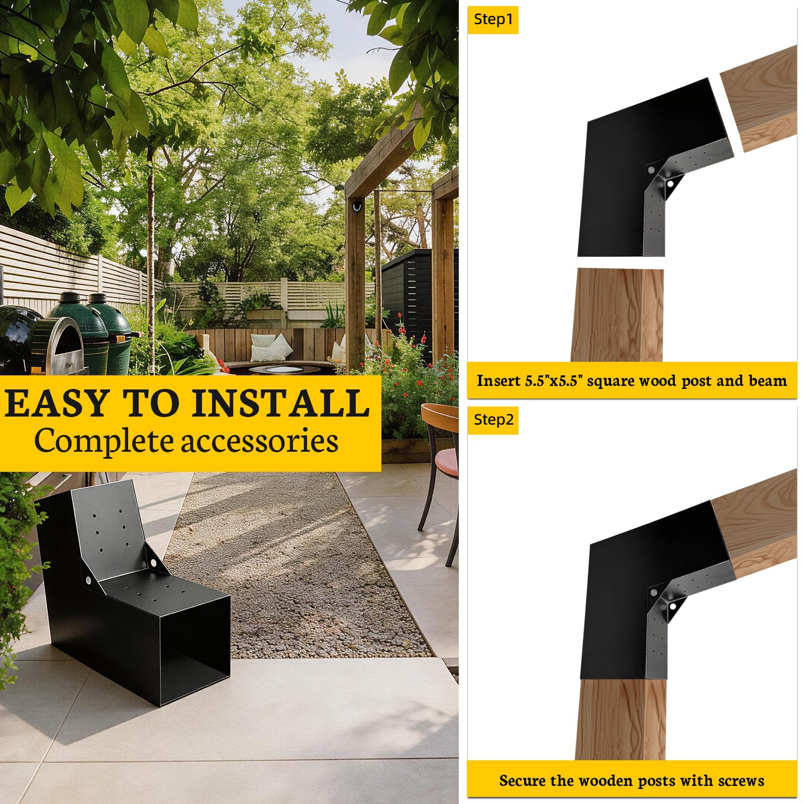 Soporte de pegola de 2 vías de 30 grados, soportes de techo inclinados de calibre 13 para pérgolas de patio, cenadores, cabaña de troncos (1 unidad)