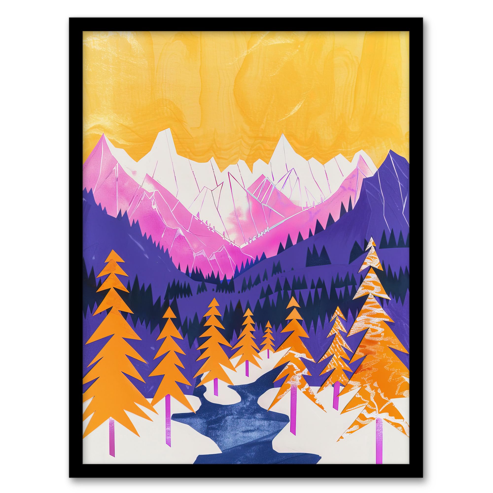 Artery8 Vibrant Abstract Mount Fitz Roy Patagonia Forest Wall Art PrintA4 Size from B&Q