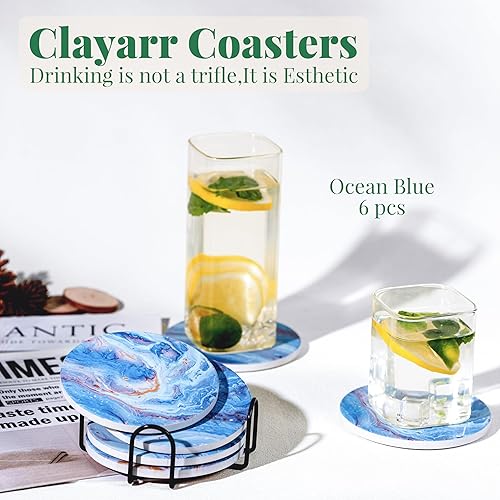 Miniatura 2 de Posavasos para bebidas con base de corcho, posavasos absorbentes de piedra cerámica para sostener tazas, tazas o vasos, decoración del hogar estilo