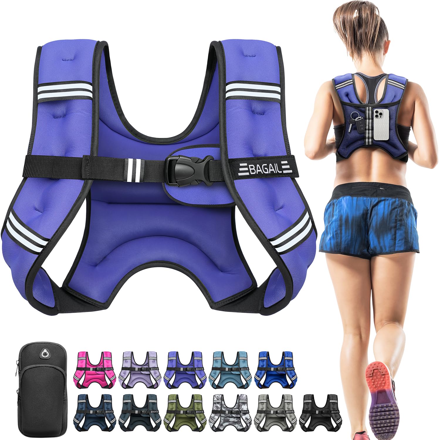 BAGAIL Weighted Vest for Strength Training, Bust Size Adjustable, Convenient Pocket, Iron Sand Weighted Vests, Ideal for Gym Workouts, Yoga Training and Aerobic Exercises, 3.6kg/8lb, Purple โ image 1