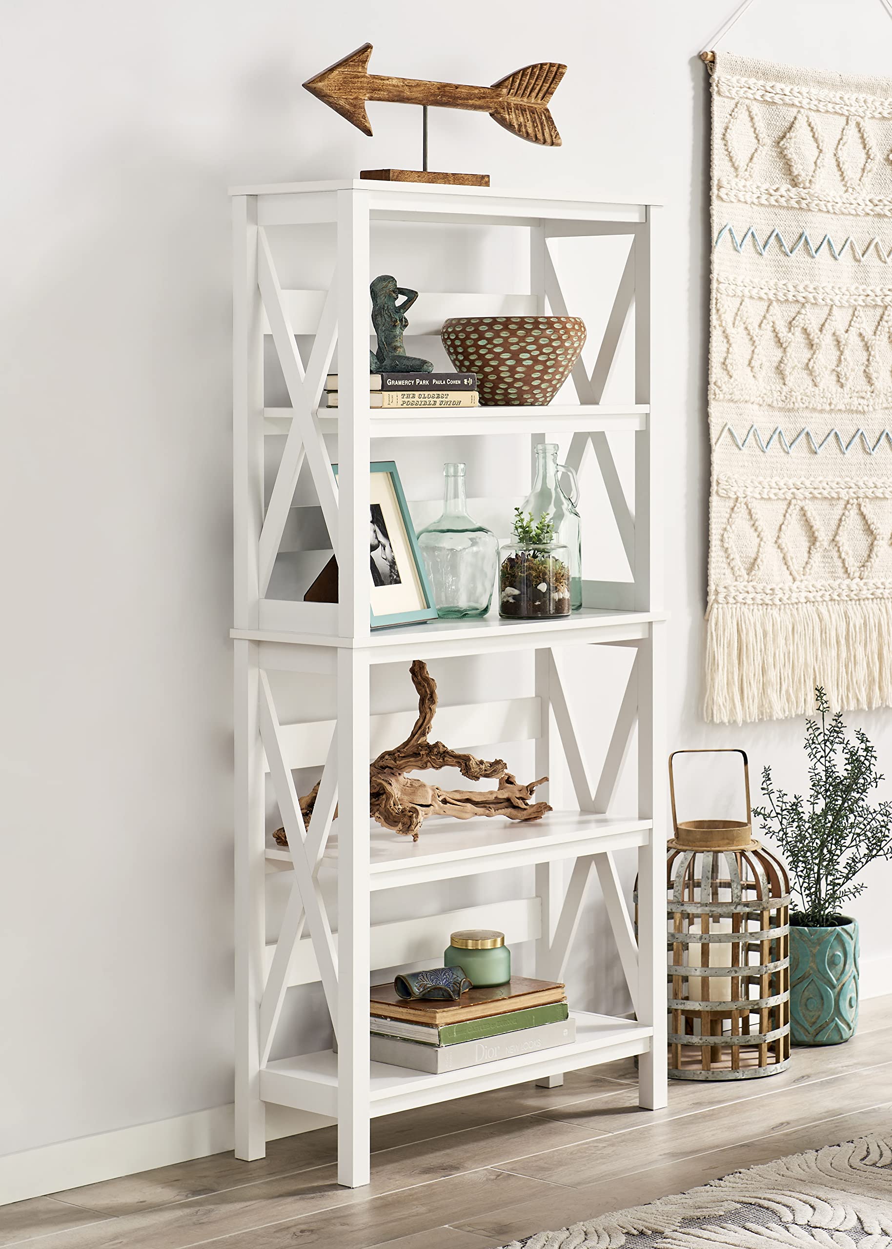 ClosetMaid 3960 X-Frame Design - Estantería o estantería de 5 estantes, madera blanca