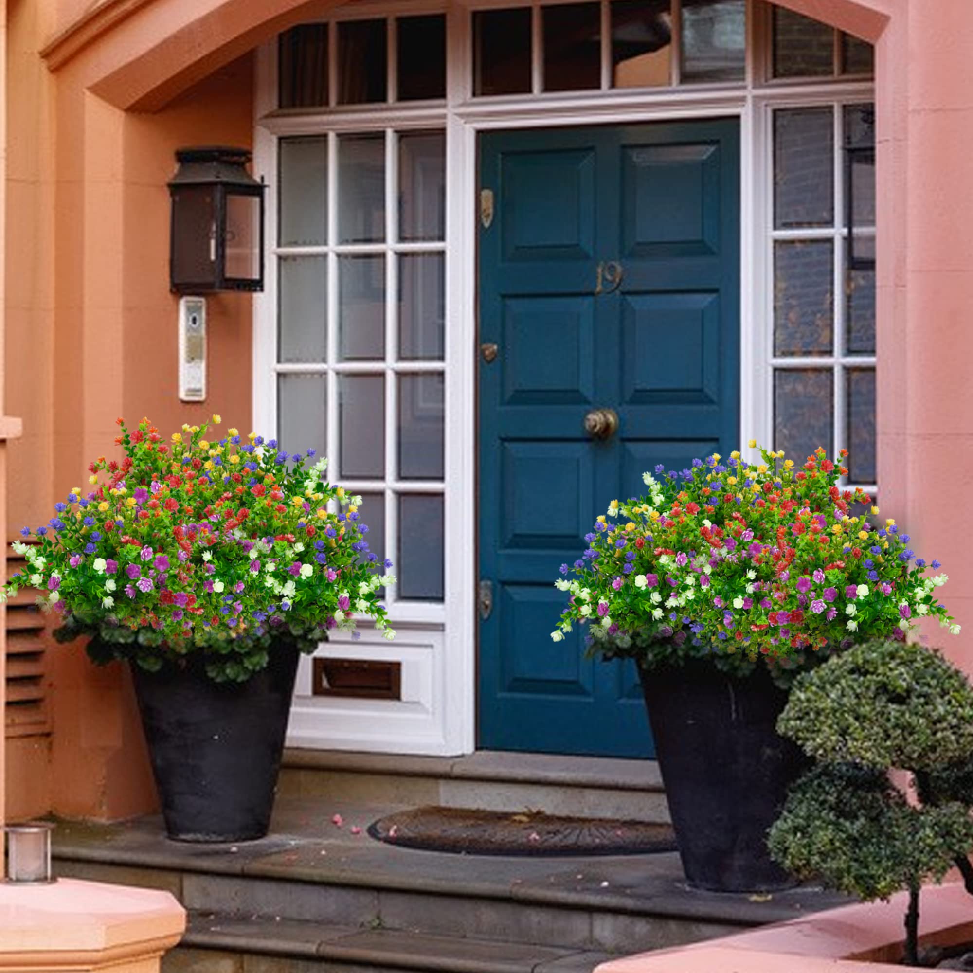 ROLLWAY 6 fasci di fiori artificiali per esterni, fiore autunnali, pianta da balcone, artificiale