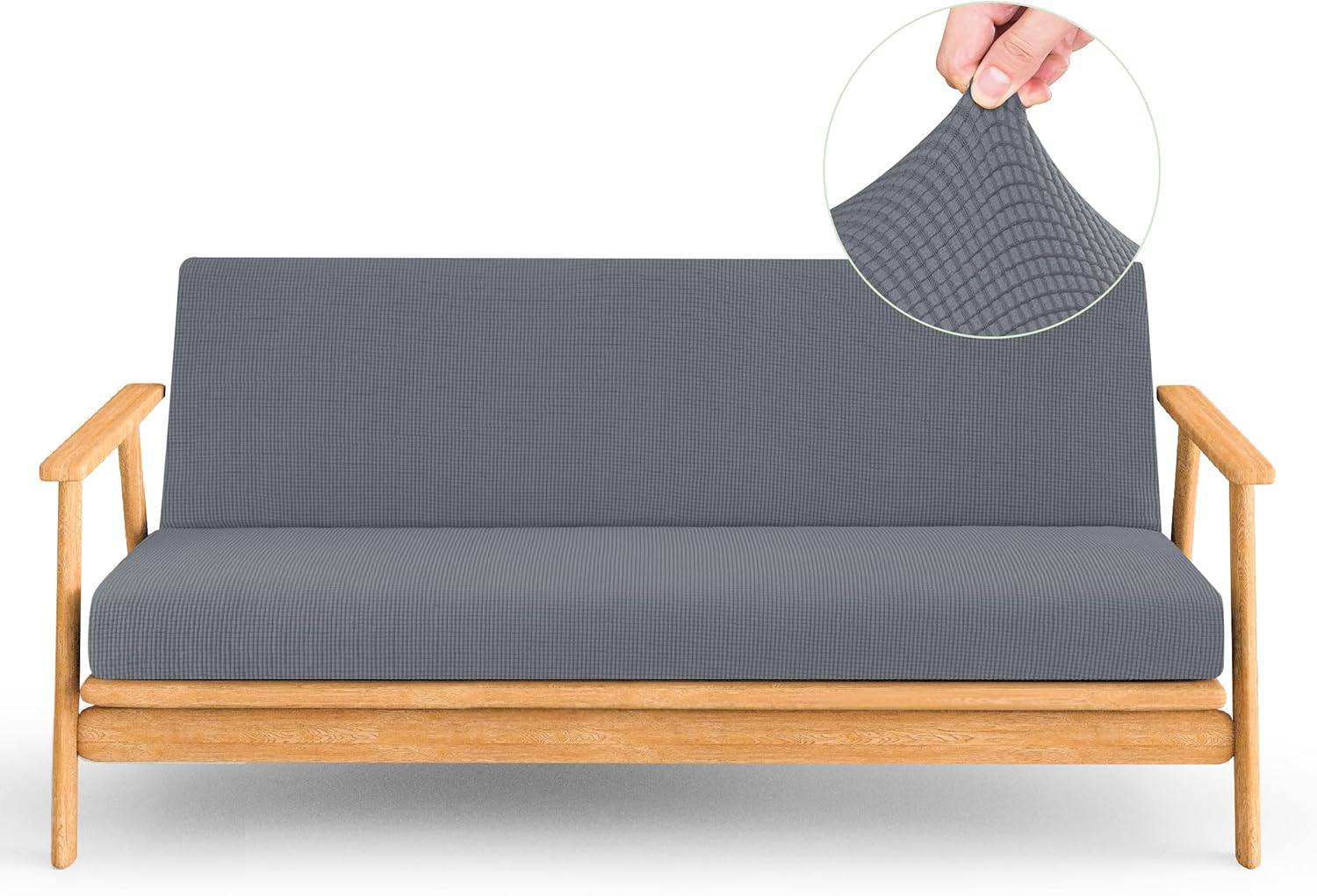 CHUN YI Jacquard Futon Cover Full Size Futon Mattress Cover Stretch Foldable Sofa Bed Covers Washable Futon Slipcover Fit for 6 to 8 Inches Sofa Cover (Light Gray)
