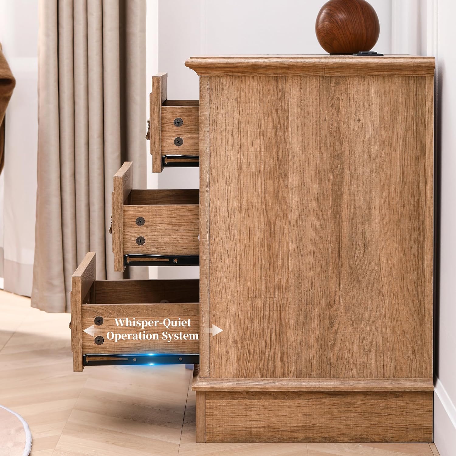 Farmhouse Dresser and Nightstand Sets, 6-Drawer with 7 Drawer Dresser & 3 Drawer Nightstand Sets, 4 Pieces Rustic Wood Bedroom Furniture Set for Home, Bedroom, Hallway(Natural)