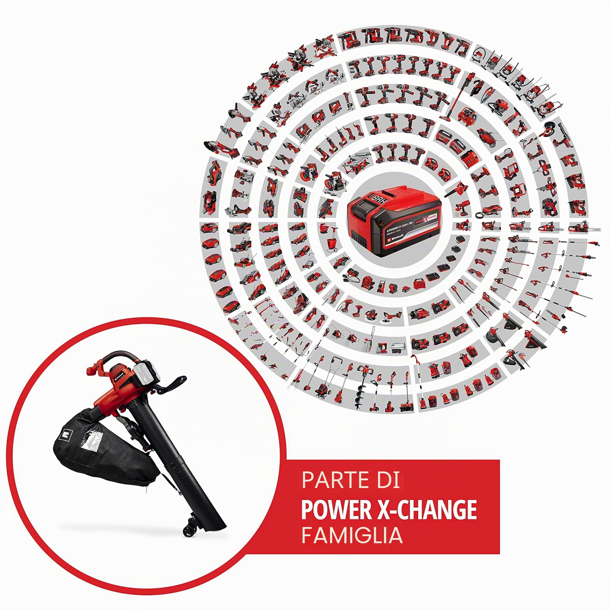 Einhell Aspiratore/soffiatore per foglie a batteria GE-CL 36/230 Li - Solo Power X-Change (li-ion, funziona aspirazione/soffiatura, interruttore turbo, tubo aspirazione/soffiatura, senza batteria)