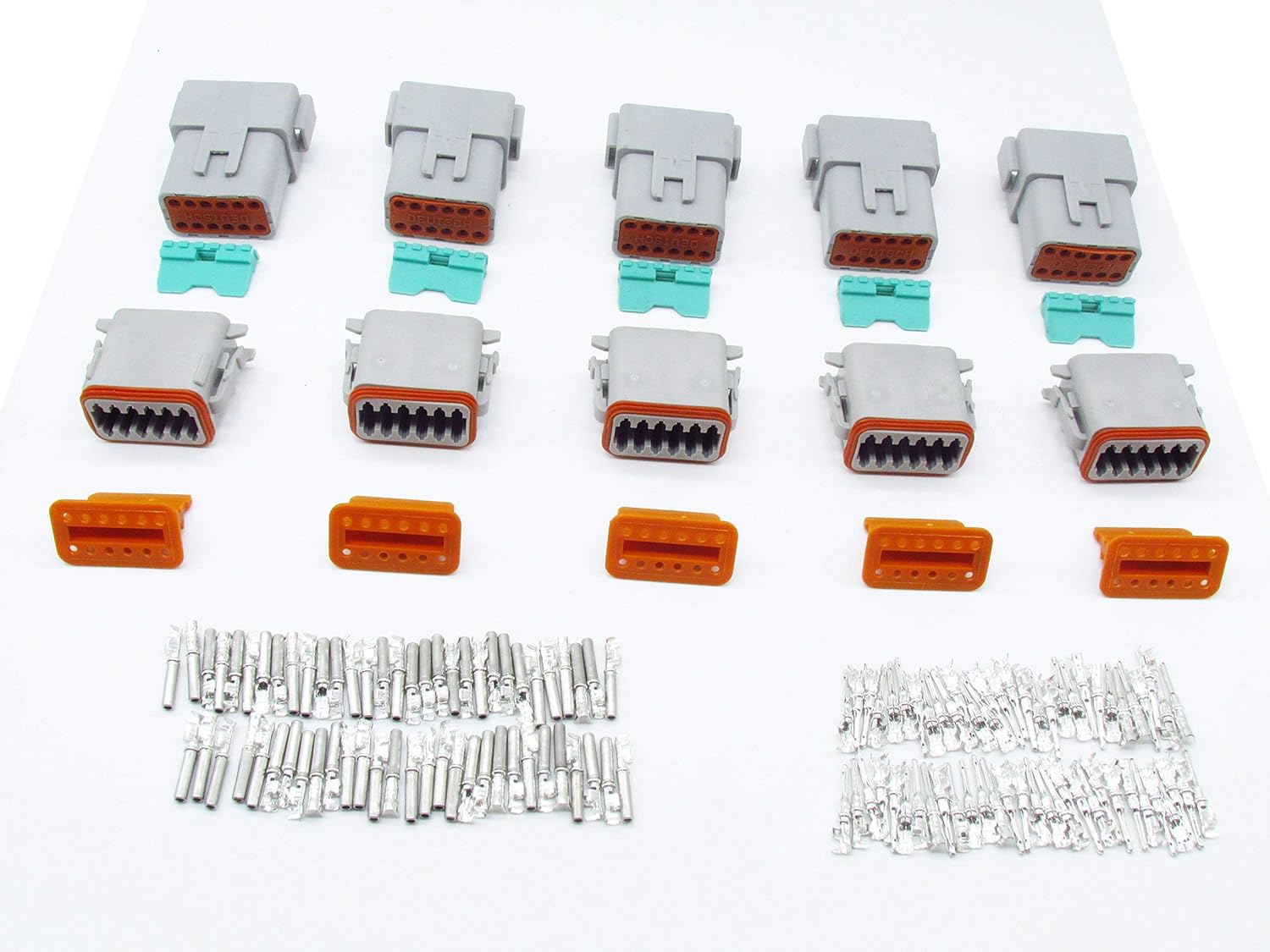 5 Sets 12P DT Connector kit Waterproof Sealed Electrical Plug housing Wire Dt Connector 22-16AWG DT04-12P DT06-12S (Gray)