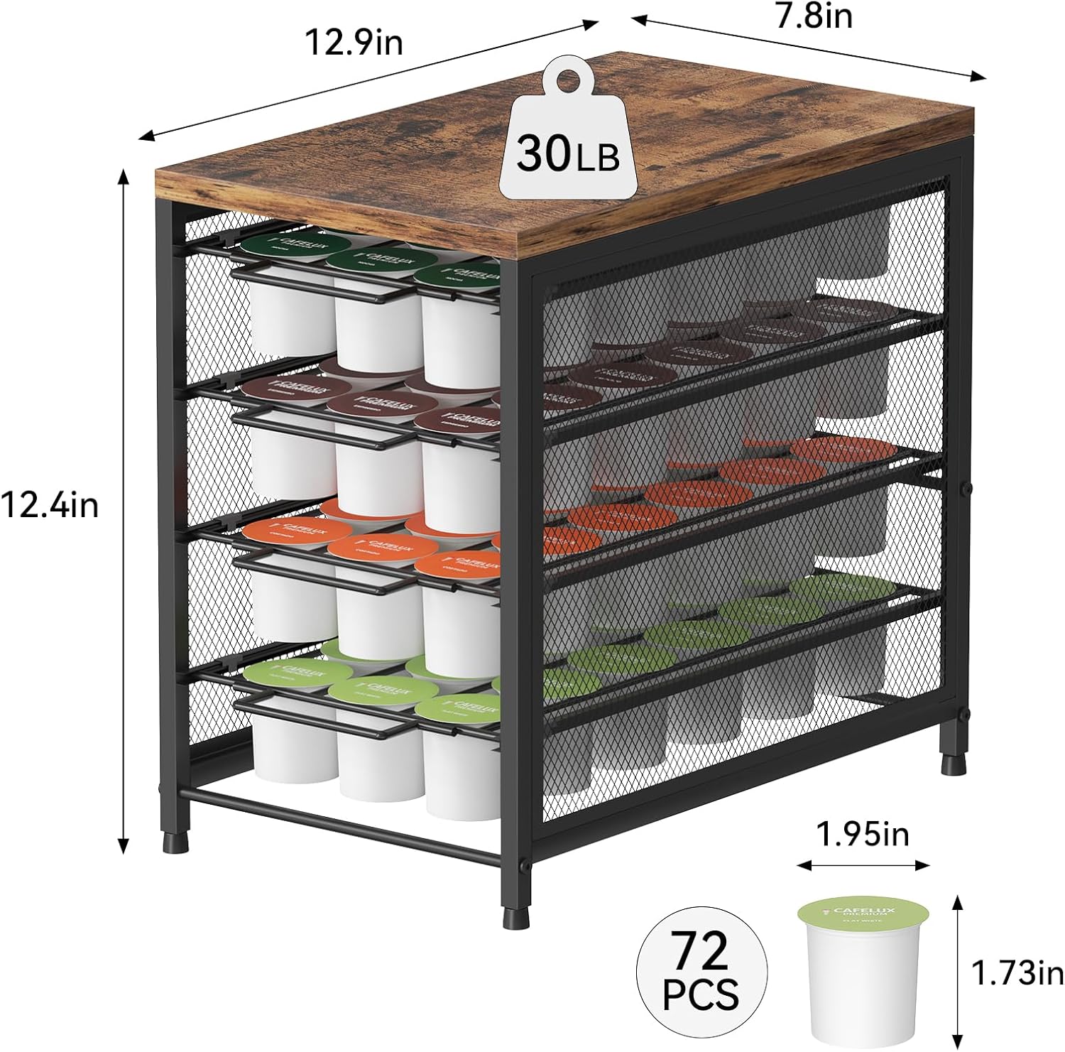 K Cups Drawer Organizer 72 Capacity Coffee Pod Drawer Holder K Cups Holders for Counter Coffee Pod Storage with Sliding Baskets 4 Tier for Home, Office, Kitchen