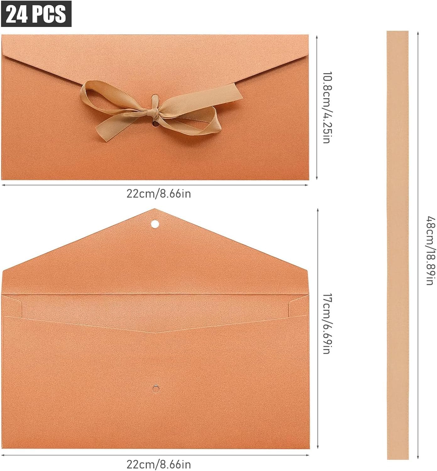 Buste Lettere Kraft Colorate 22×10,8 cm con Nastri per Inviti Matrimonio