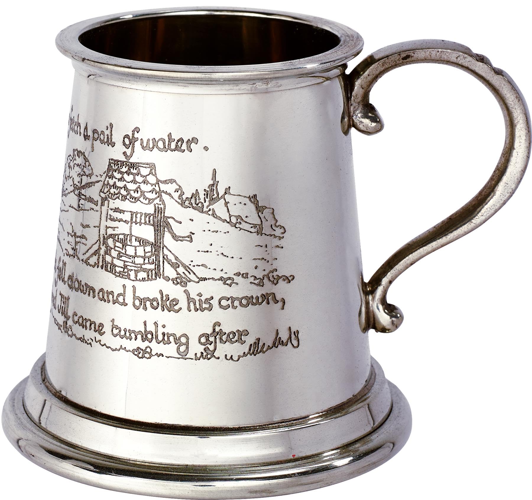 Chope étain quart pinte mug baptême Jack et Jill poignée défilement I LUV LTD