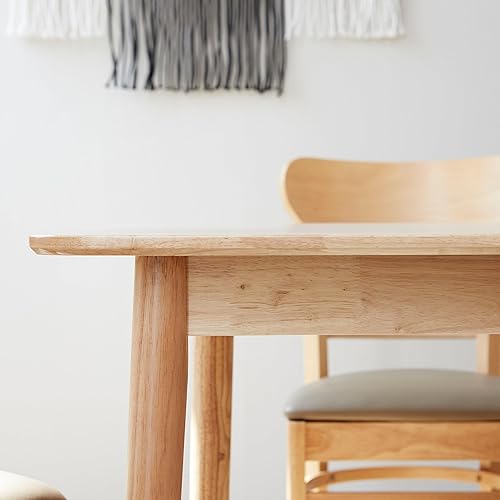 Miniatura 4 de Livinia Aslan Mesa de comedor rectangular de madera de roble malayo de 70.9 pulgadas, escritorio grande de cocina de madera maciza (roble natural)