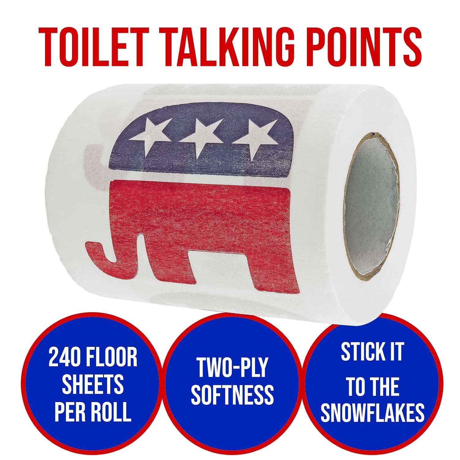 Fairly Odd Novelties Republican GOP Logo Novelty Toilet Paper,Red, White and Blue
