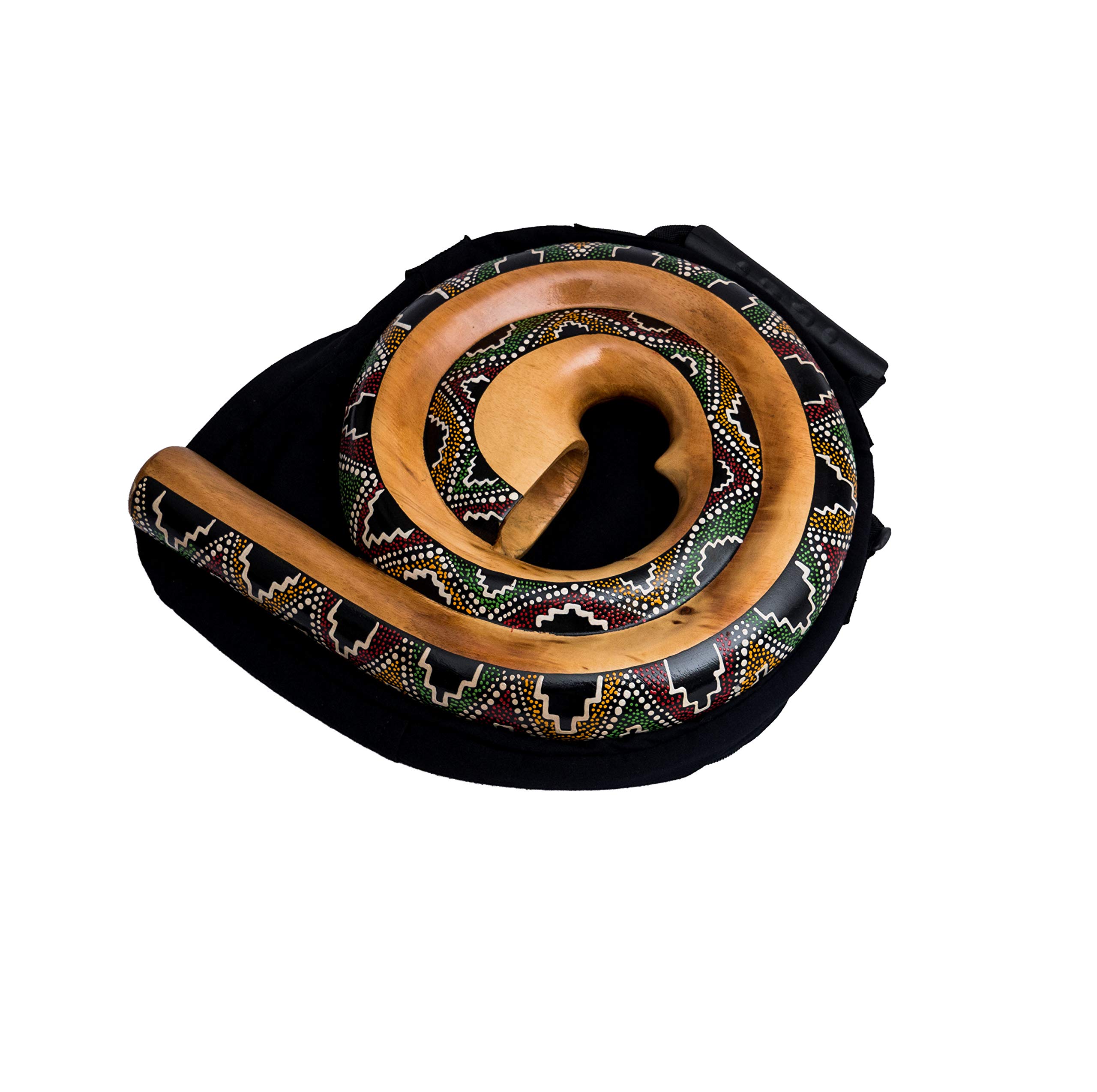 mienloco Didgeridoo Instrument rond Forme matériaux naturels Sac de voyage spirale Australie D4