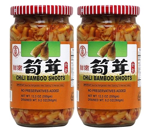 Kimlan Brotes de bambú de chile (paquete de 2, total de 24.69 oz)