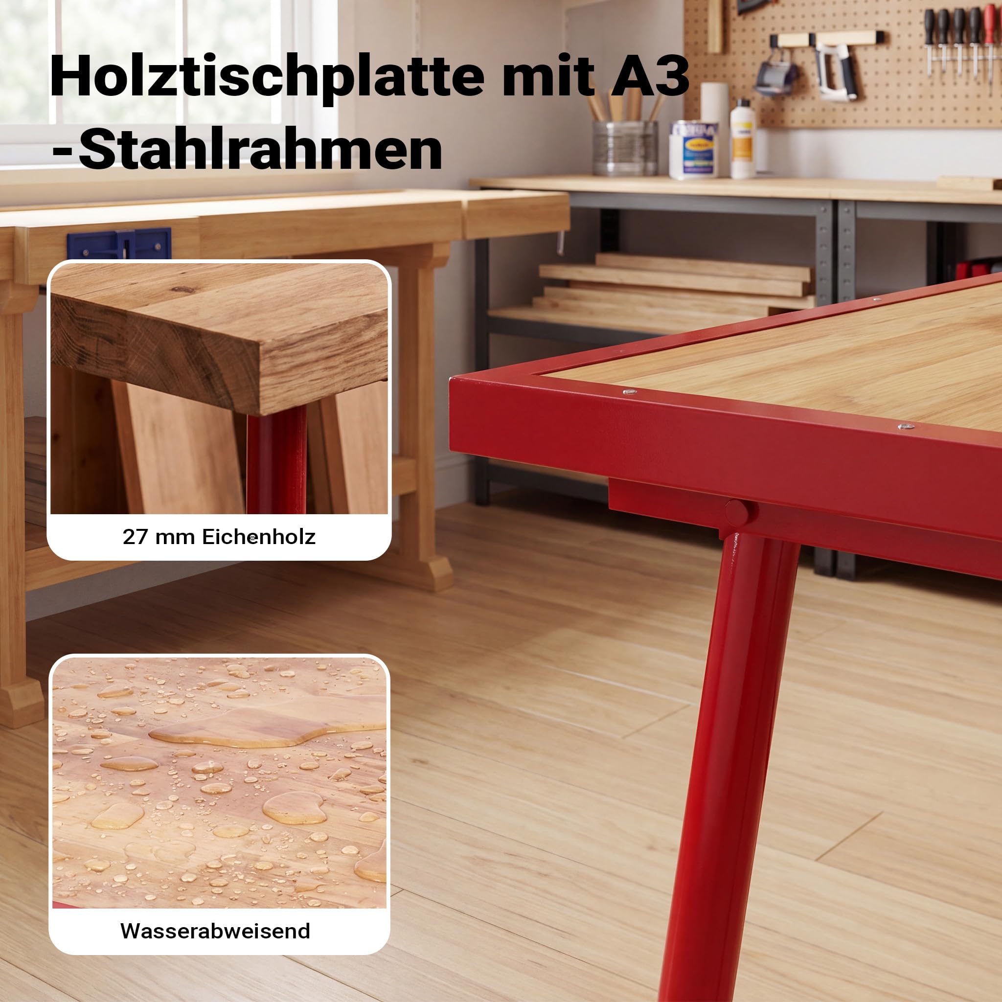 Établi Pliable Table d’Atelier Pliante Surface de Montage 120x62,5 cm Table de Travail Bois