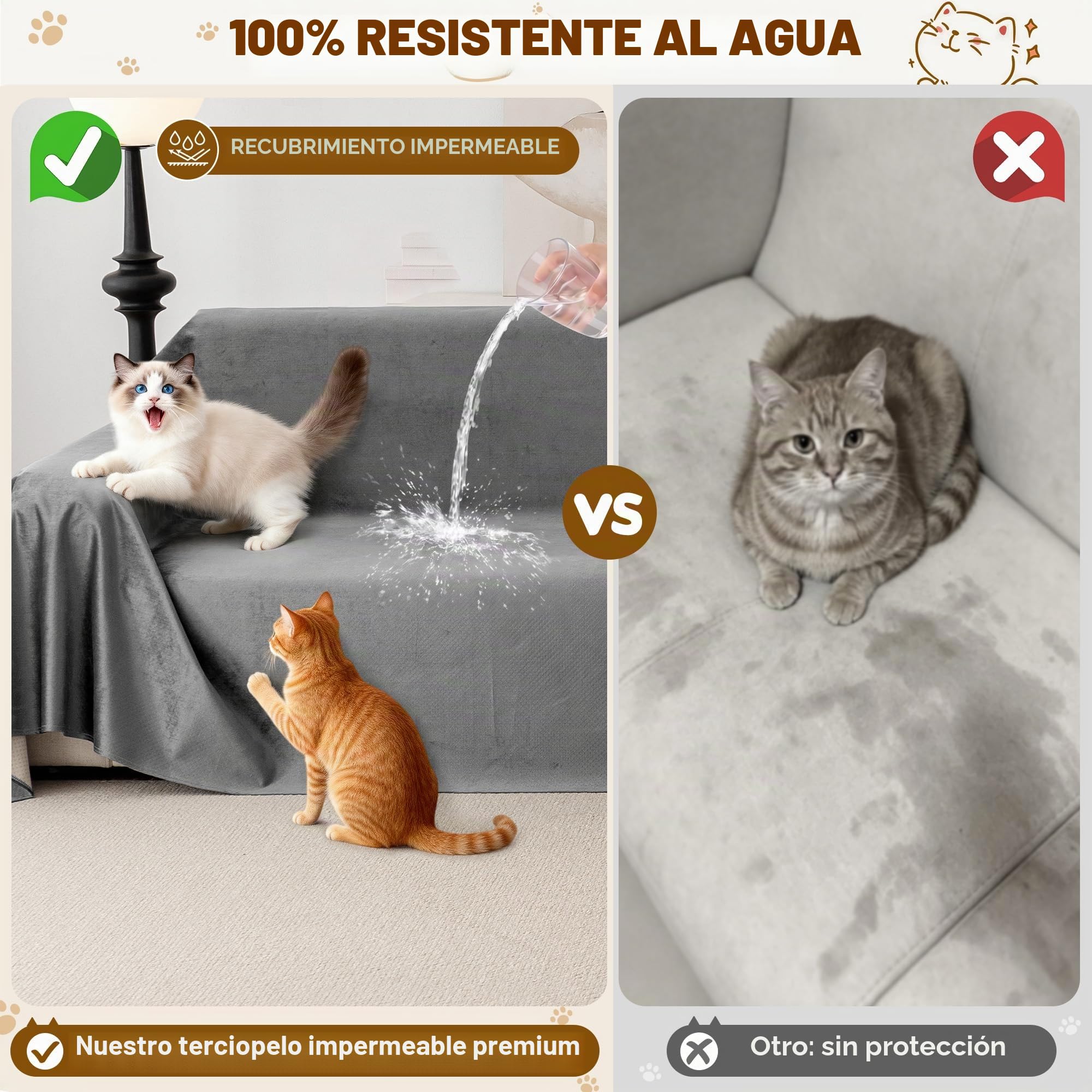 Loiion Funda Sofá en L Impermeable y Antiarañazos Gatos, Gris Oscuro | Funda Impermeable Juego de 2 Piezas, Cubre Sofá Antideslizante, Protector Sofá Esquina, 180x280+180x300cm
