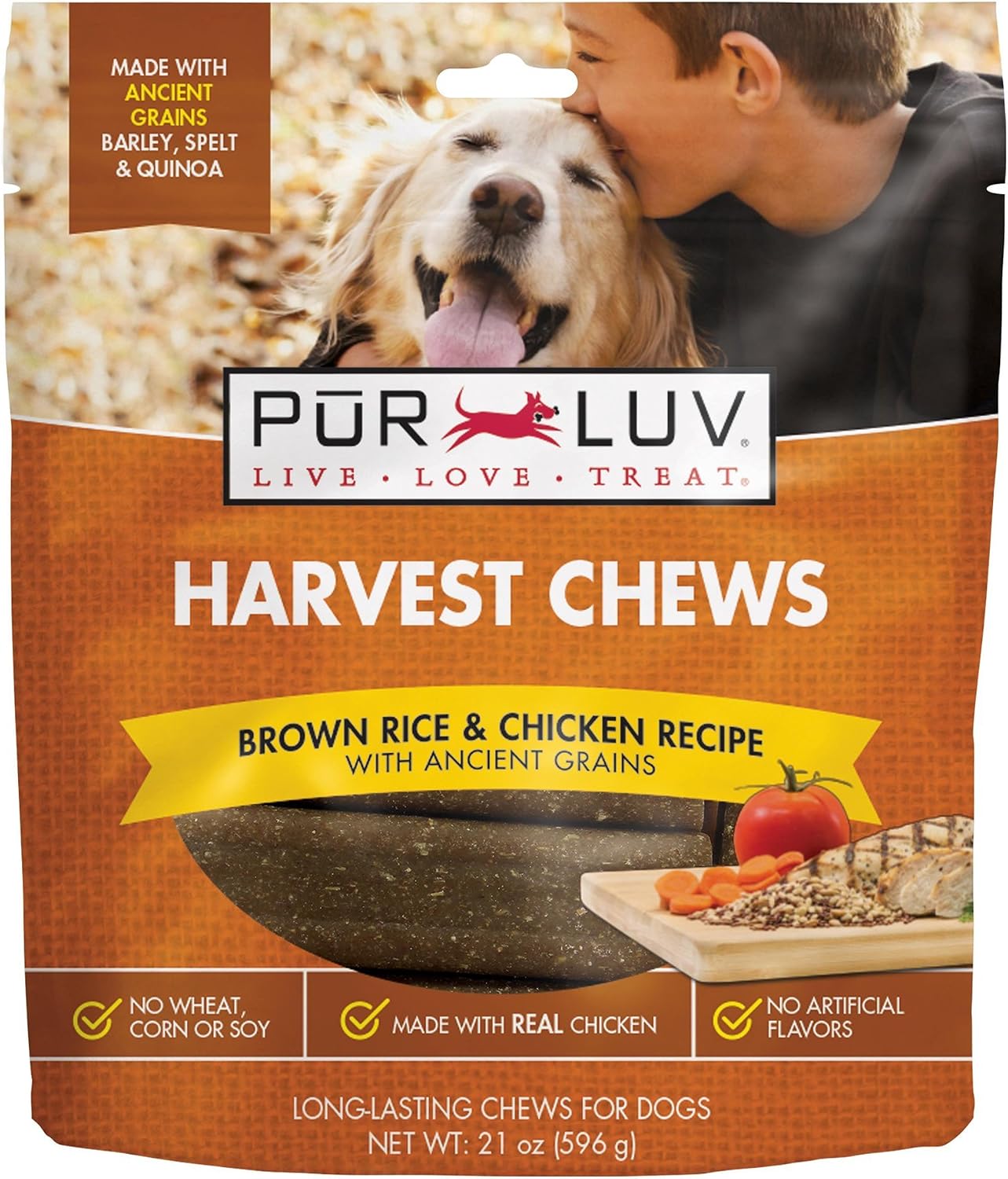 Pur Luv Harvest Chews, Brown Rice & Chicken, 21 Oz