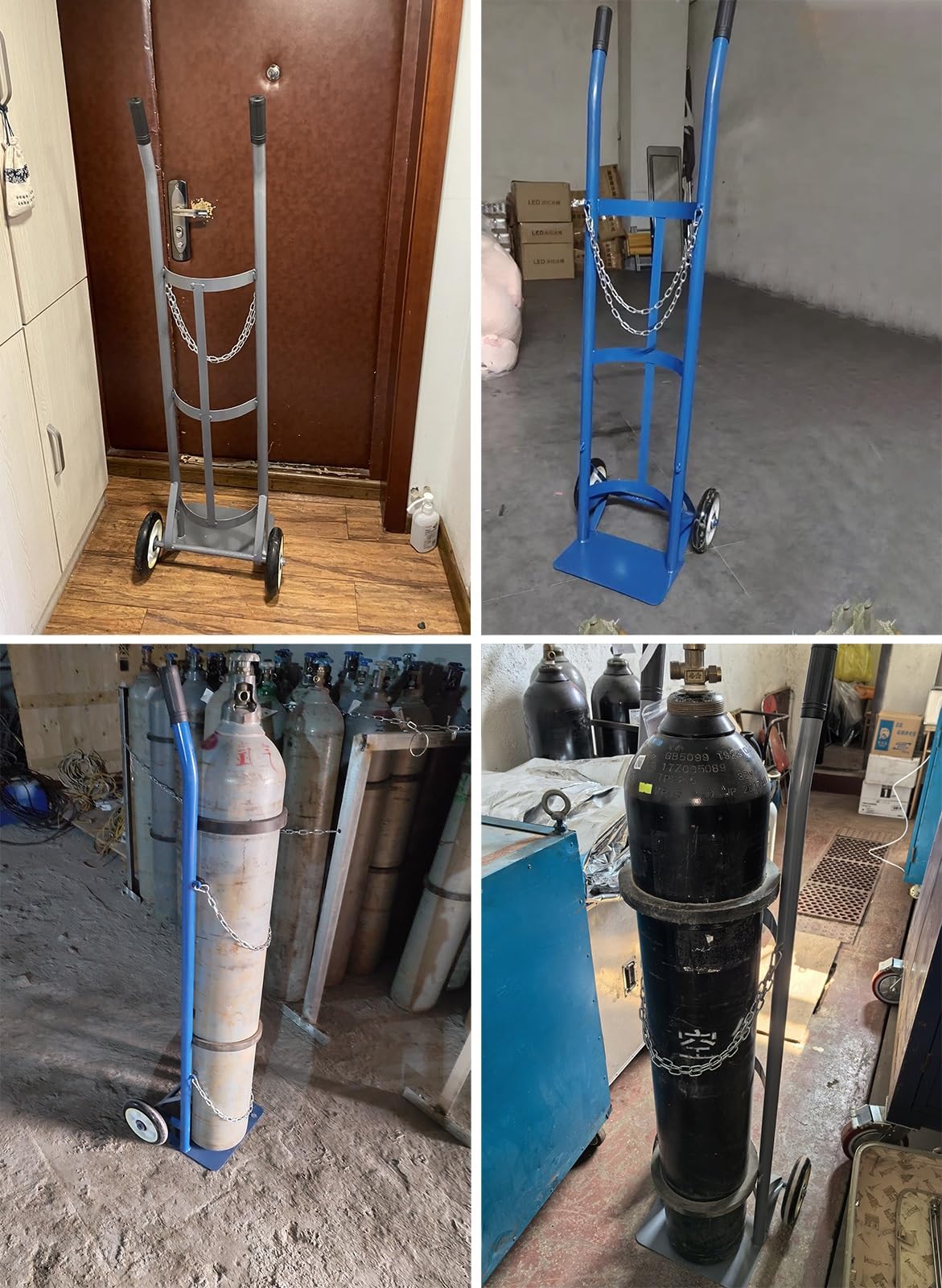Portabotellas de Oxígeno Carrito de Transporte para Tanque de Oxígeno de 2 Ruedas con Asa, Carrito Resistente para un Solo Cilindro de Oxígeno/ gas, Camión con Soporte para Botella de Oxígeno para Fáb
