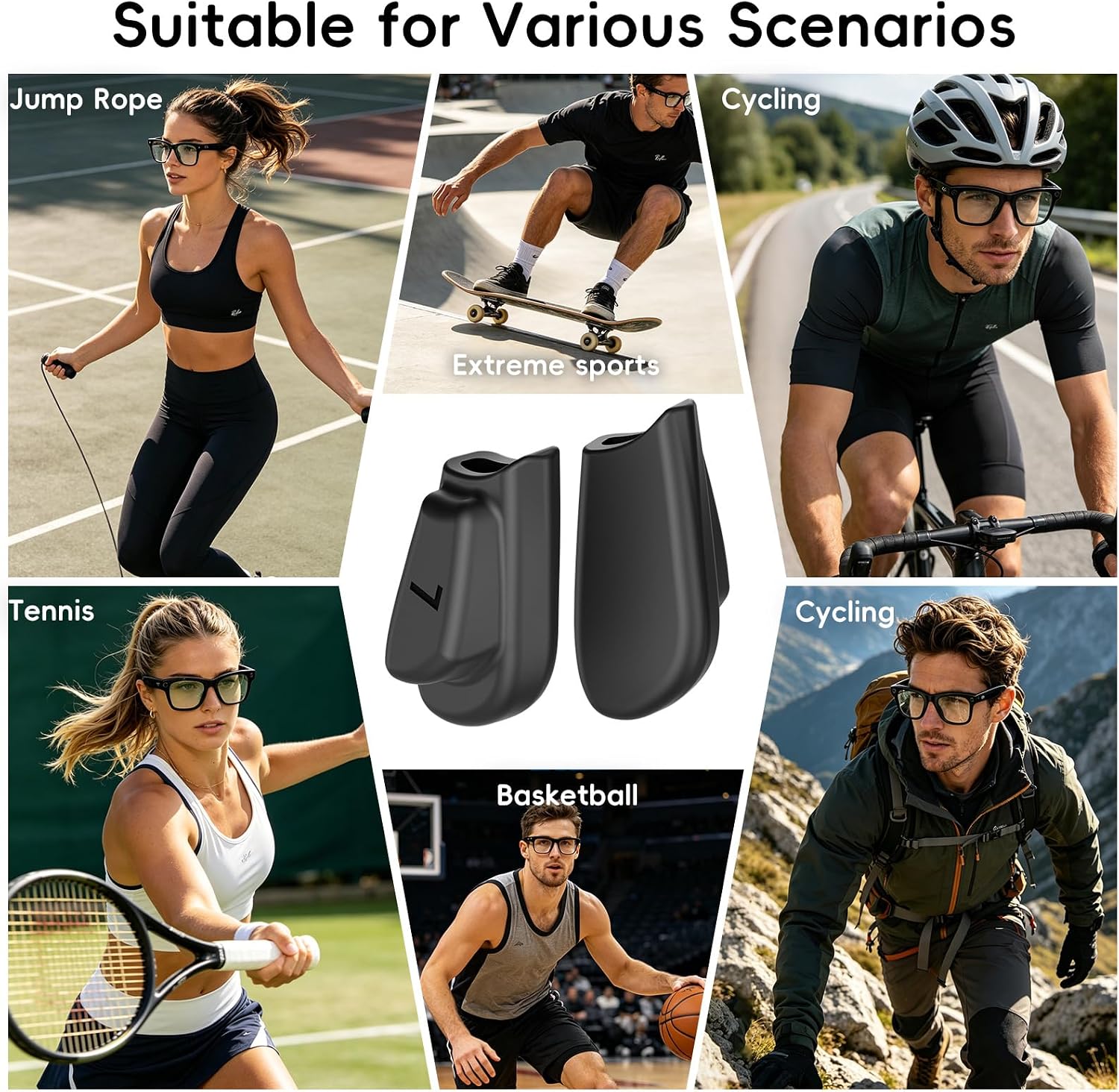 S/M/L Sizes Eyeglass Ear Grip for Ray-Ban Meta Wayfarer/Skyler/Headliner (Gen 1 & 2) Smart Glasses Accessories, Anti-Slip Silicone Ear Cushion Retainers for Meta Smart Sunglasses Ear Grippers-3 Pairs