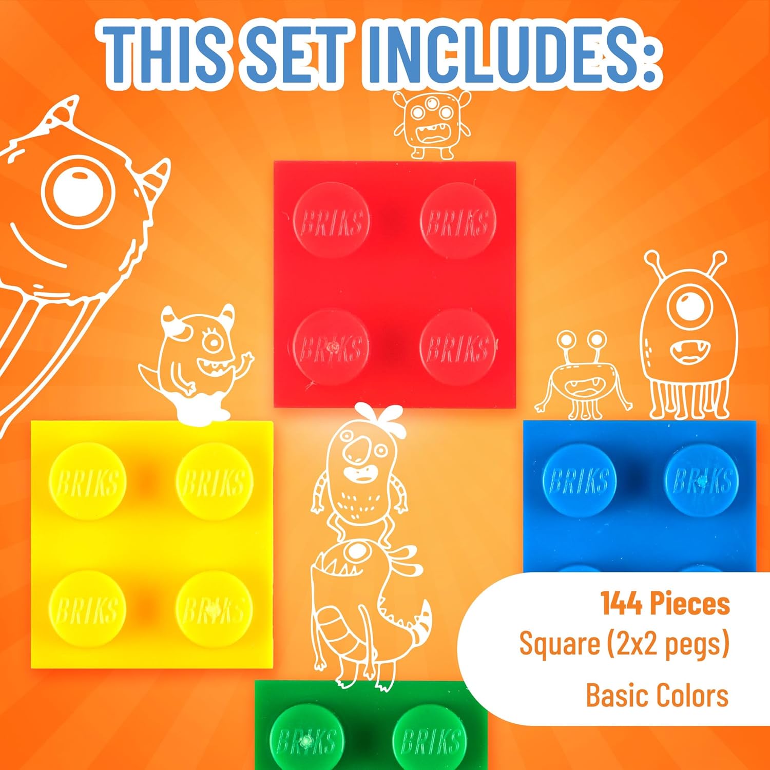 Strictly Briks Building Blocks Starter Kit, 144 Pack Brick Set, Creative Play Kit for Building Toy & Kids Play Set Compatible with Lego, 2 x 2 Peg, Classic Colors