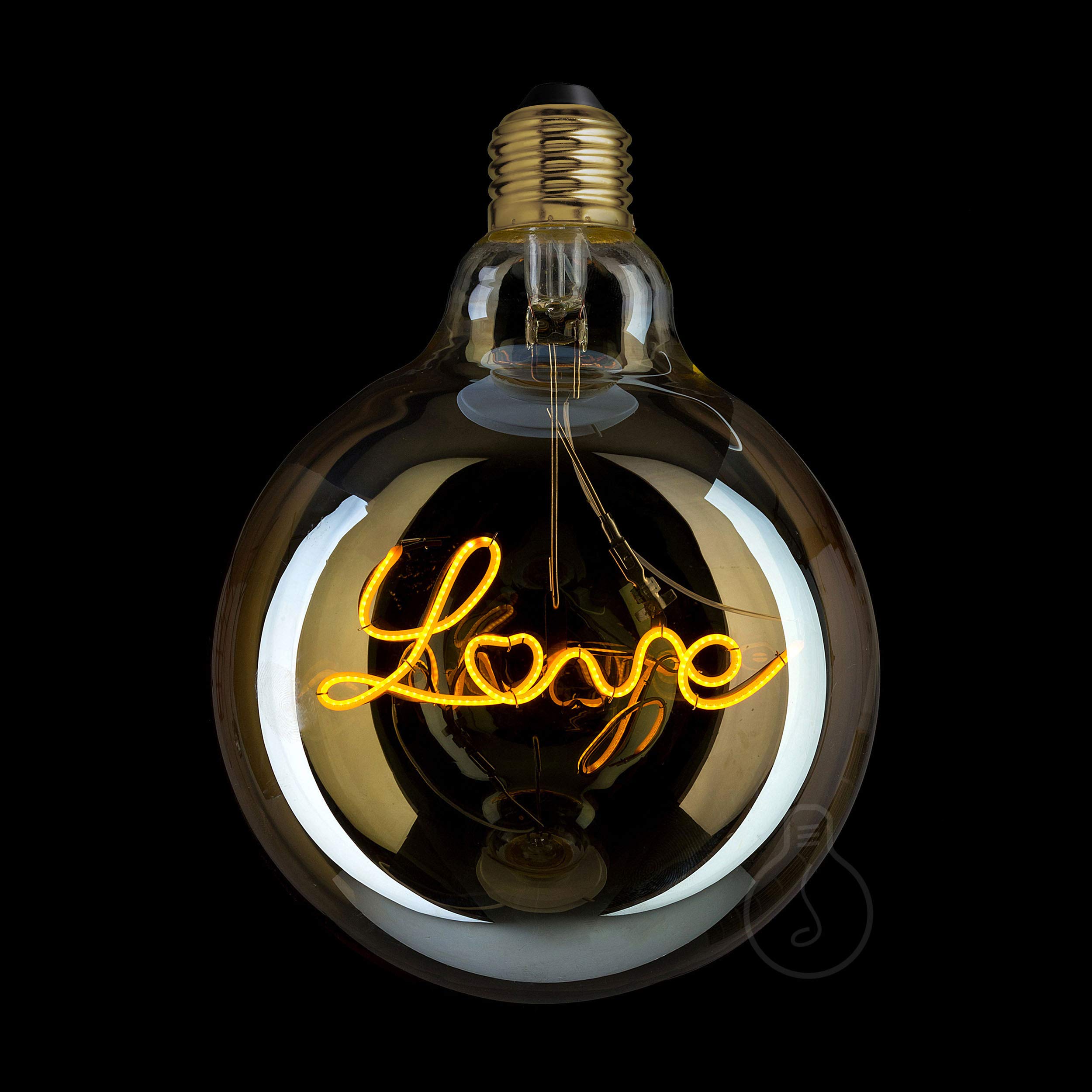 AMARCORDS - Led Bulb dimmable, Filament with The Inscription Love, Warm Light 2500K, Amber Glass Guy Globe, E27, 4W - Image 4