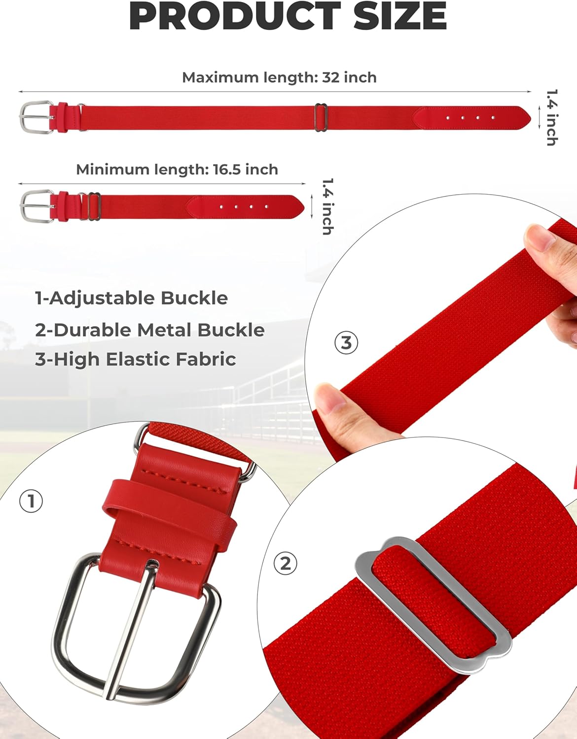 3 Pairs Baseball Socks and Belt Combo Youth Boys Softball Football Socks and Elastic Baseball Belts for Boys Girls - Image 3