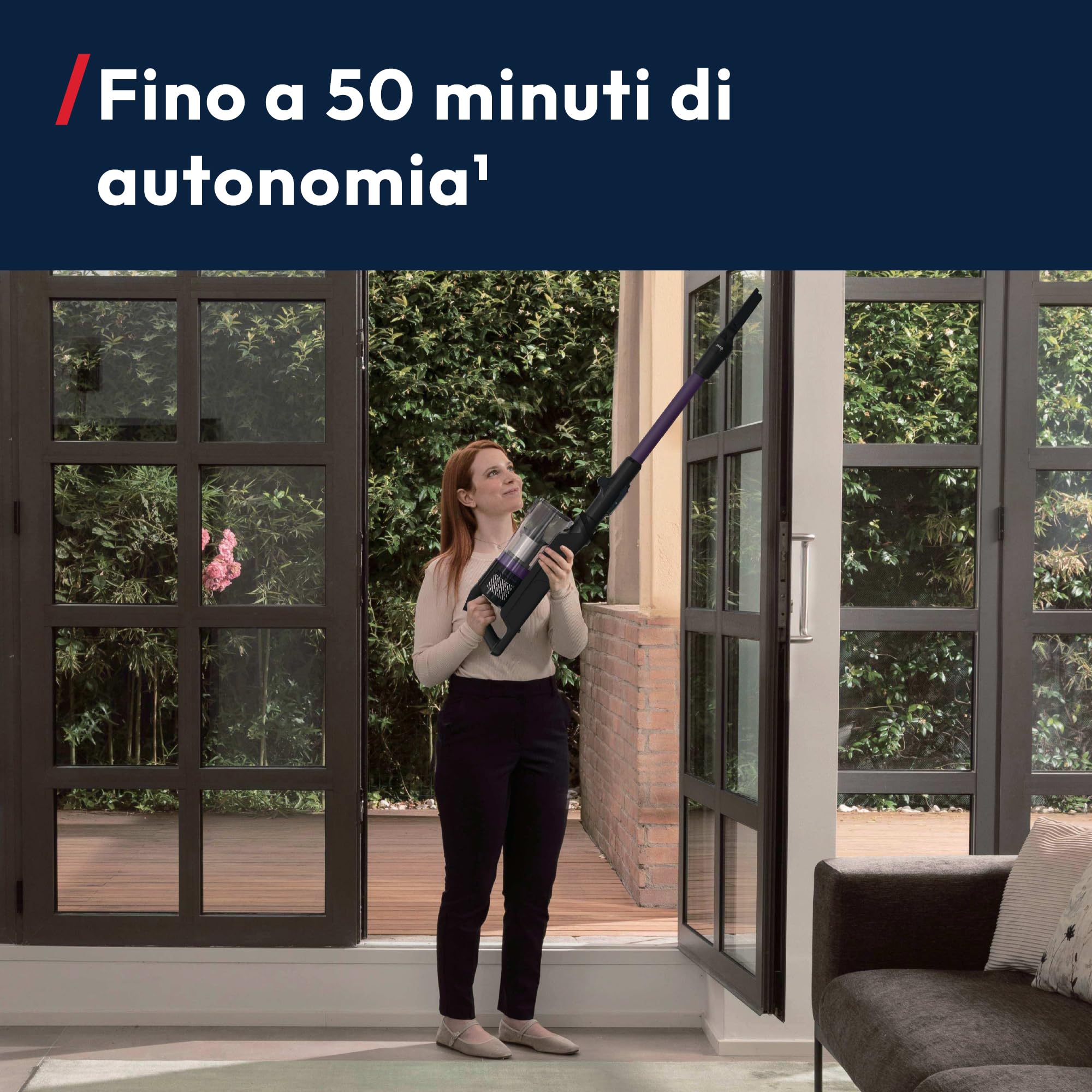 Hoover HF1 CORE Scopa Elettrica Senza Fili, spazzola multi-superficie con Tecnologia Anti-Twist, 3 modalità di potenza, Autonomia 50 Minuti, QuickPark, luci LED, 200W [XEUF1CHX]