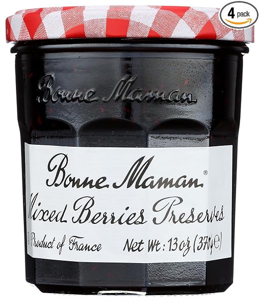 Bonne Maman Mixed Berry Preserves, 13 oz Glass Jars (Pack of 4) – Non-GMO, Made with Simple Ingredients