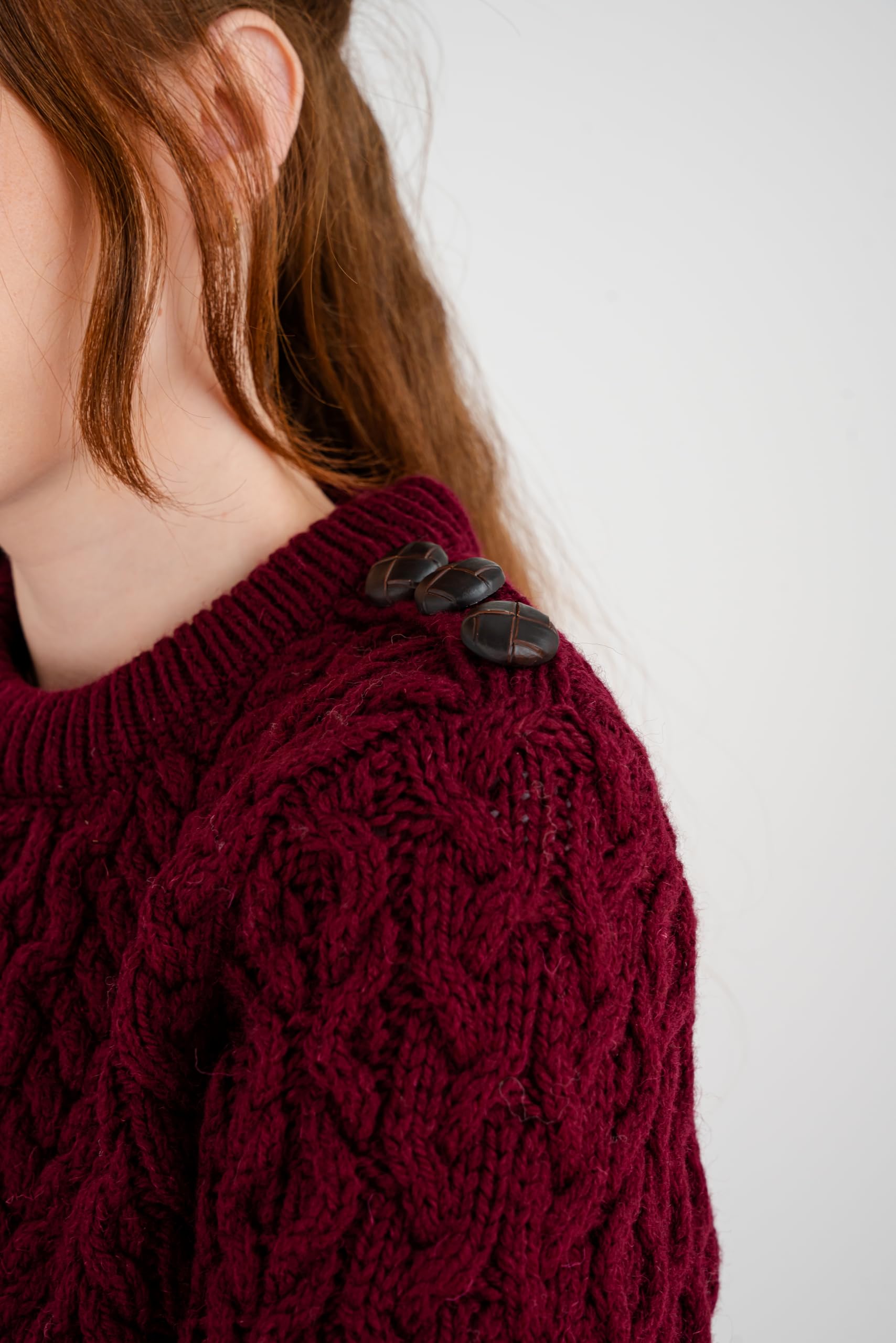 SAOL Maglia da donna 100% lana merino con bottoni laterali