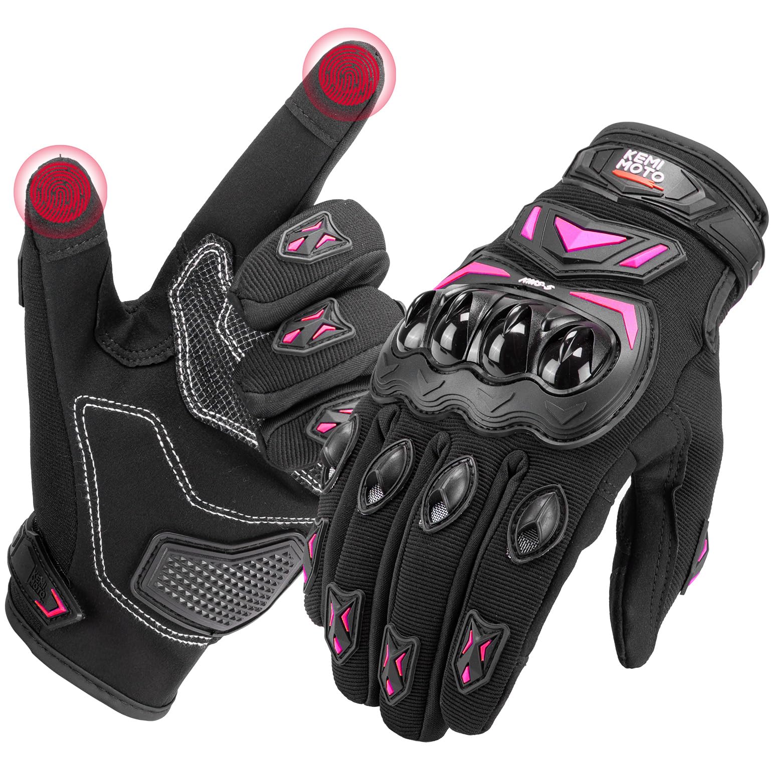 KEMIMOTO Motorradhandschuhe Herren, Motorrad Handschuhe Sommer mit Knöchelprotektor und Touchscreen, Amtungsaktive Sport Handschuhe für Herren und Damen, für Motorrad, Fahrrad, Roller, Jagd