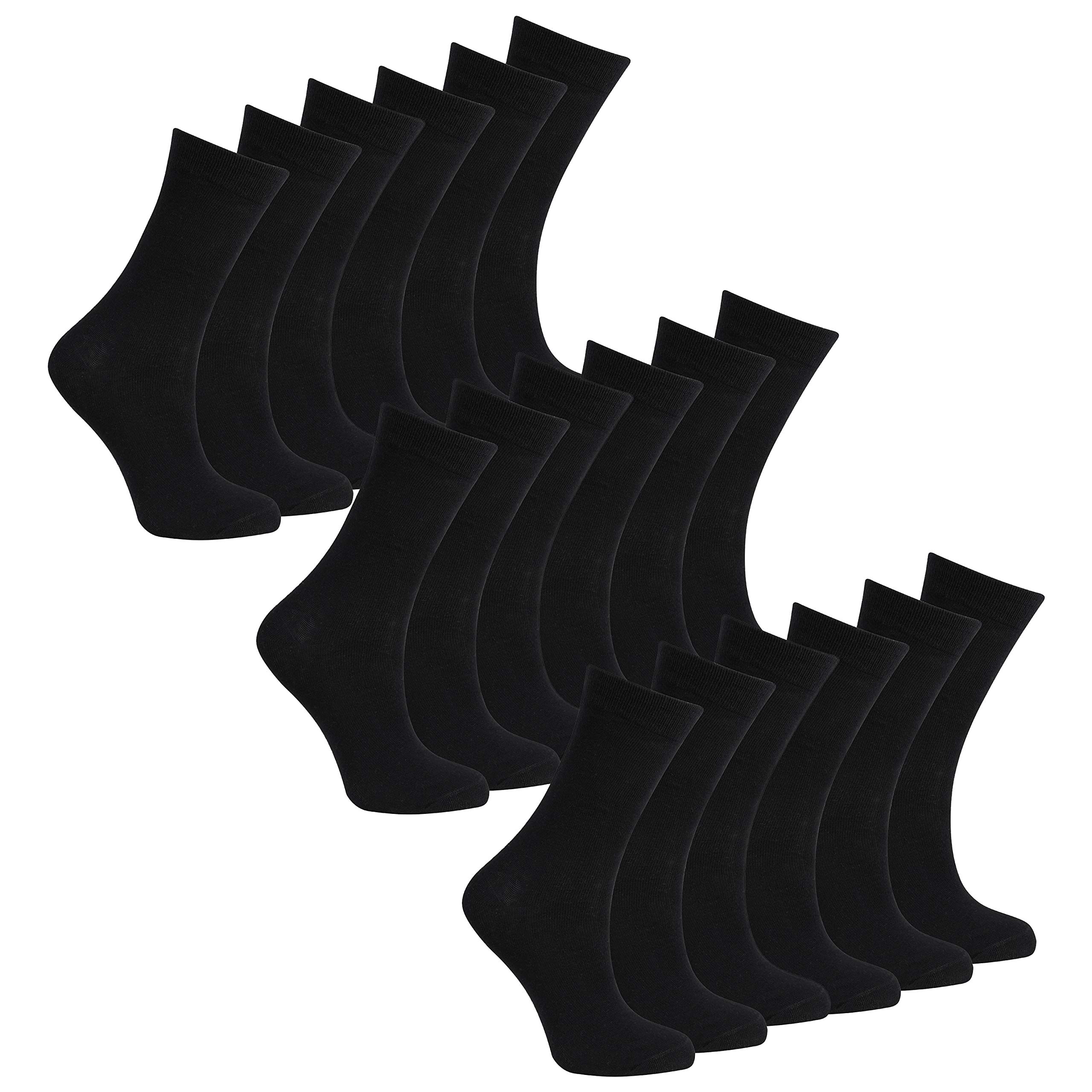 Metzuyan Boys Black - 9 Pairs Kids Infant Teens Cotton Rich Back To School Short Ankle Socks 9 Pairs Black 12.5-3.5