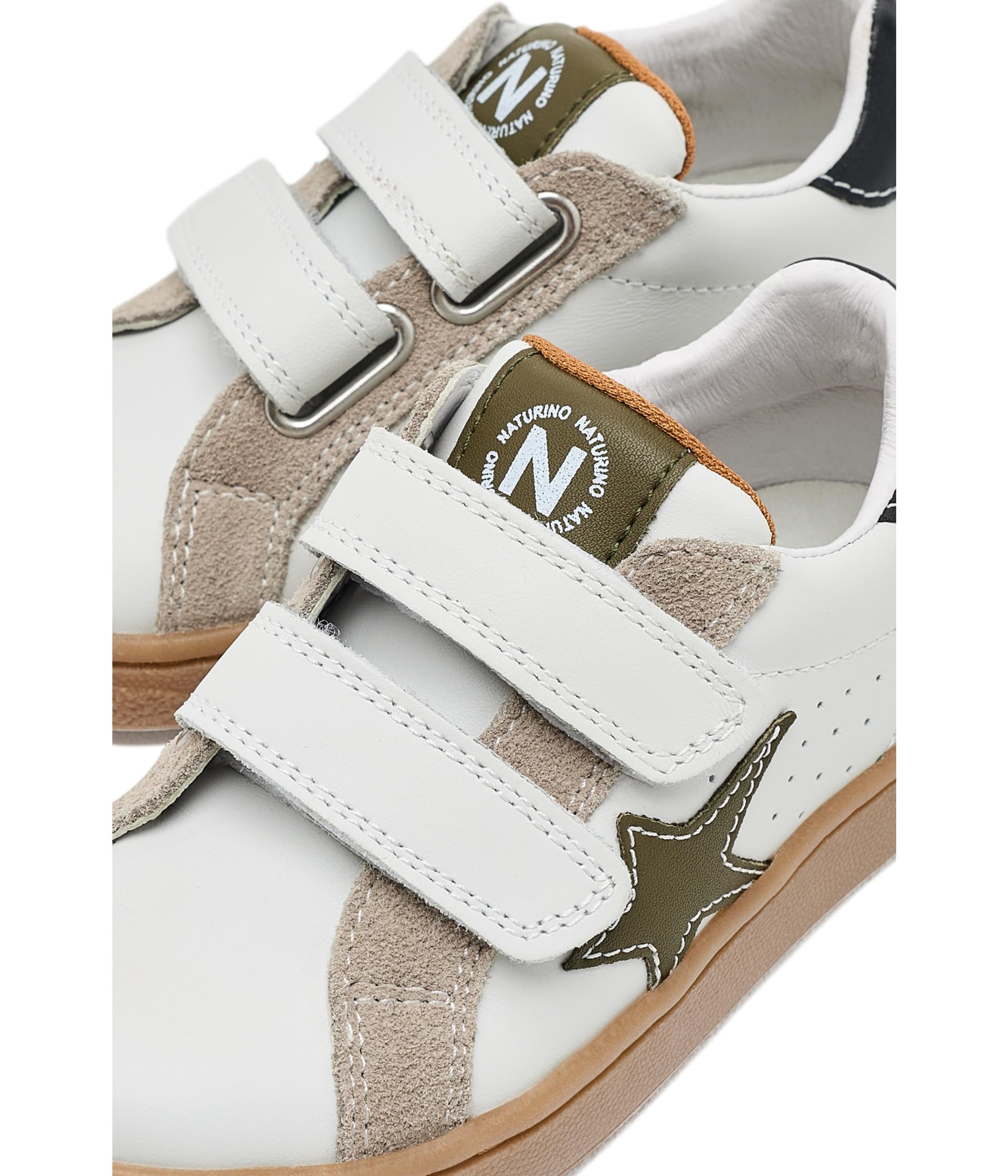 Naturino PINN VL. Calf/Suede White-Taupe-Militar