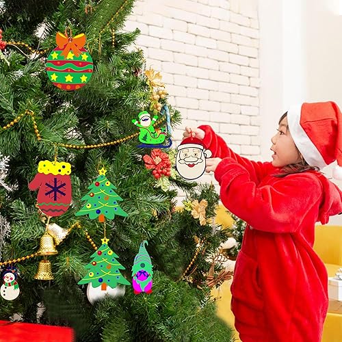 Miniatura 6 de Aodmti 60 piezas de adornos de madera de Navidad sin terminar para pintar, adornos de Navidad de madera con 12 estilos, copos de nieve de bricolaje,