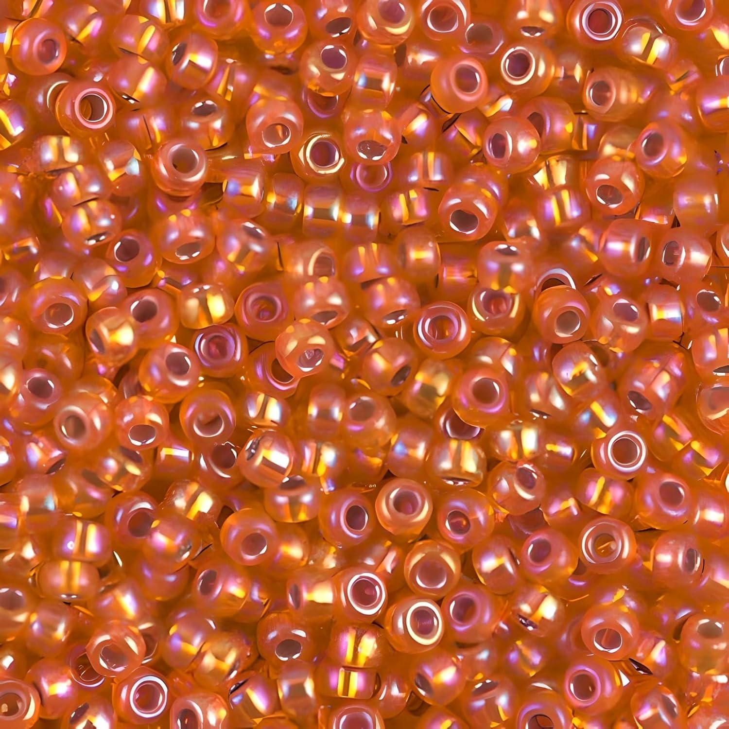Miyuki Round Seed Beads Size 8/0 22GM - 5 Inch Tube Silver Lined Orange AB 8-1008