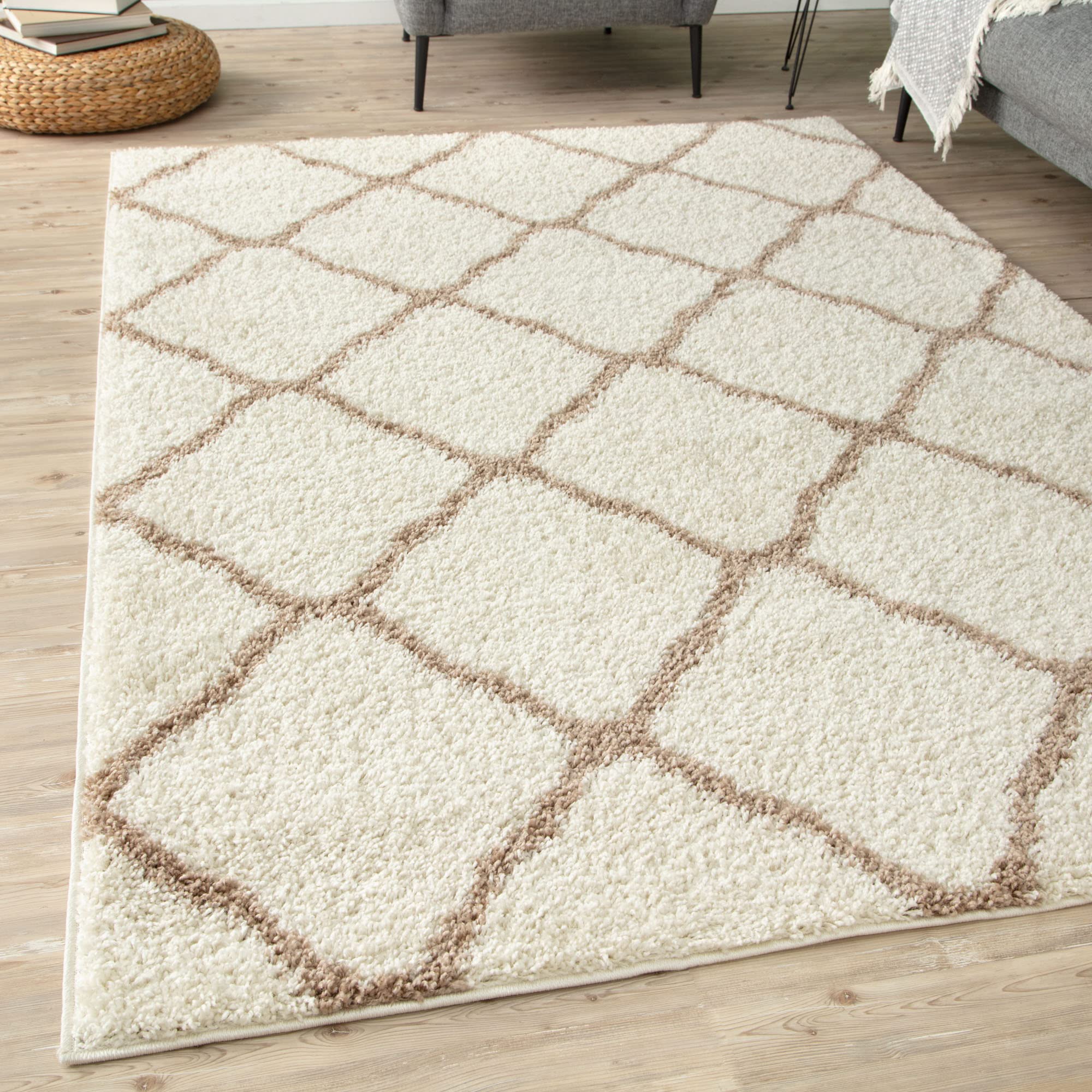 The Rugs Ivory Moroccan Shaggy Rug | 730