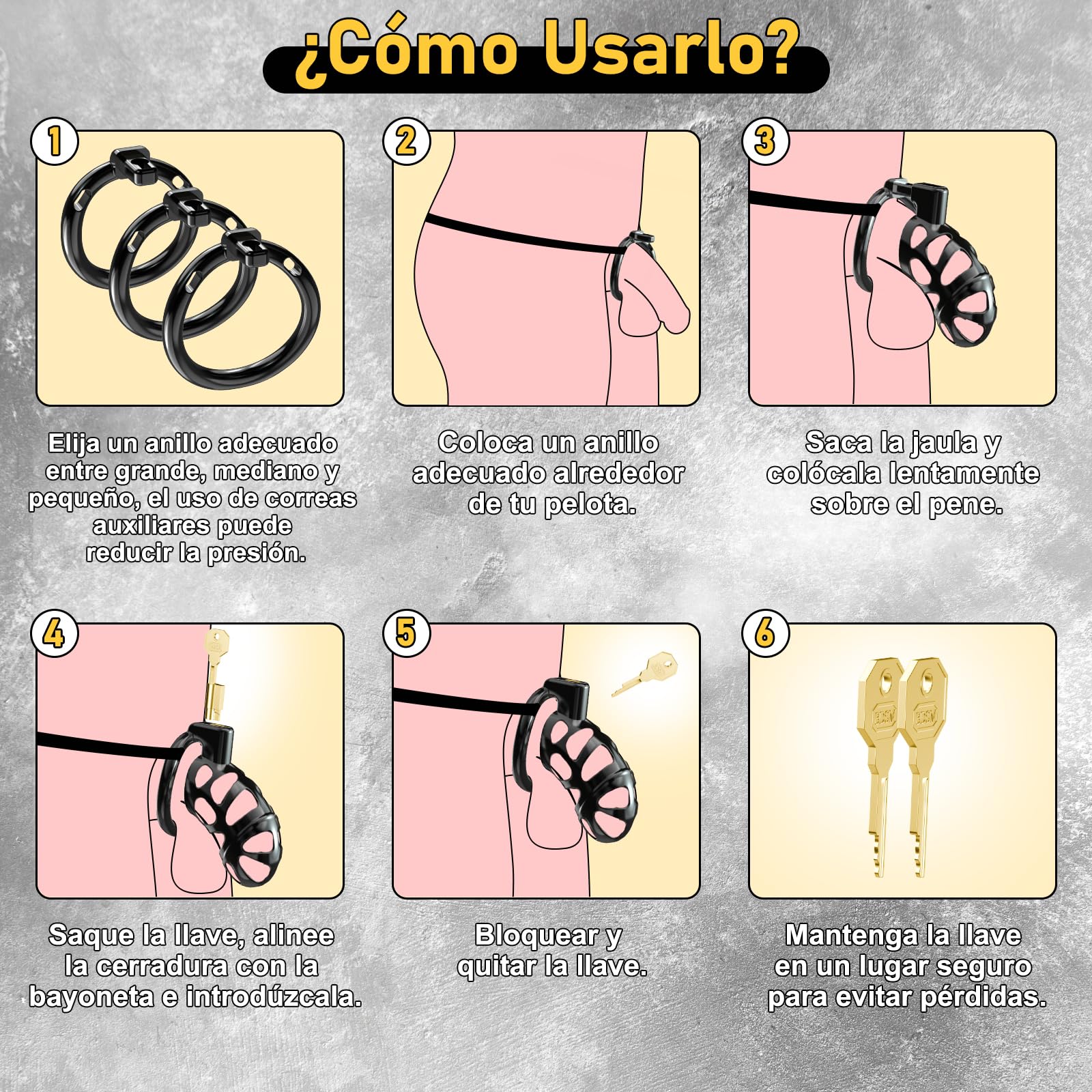 Jaulas de Pene de Nueva Versión de Gethorny - Dispositivos de Castidad Masculina Ligeros con 3 Anillos para el Pene Extraíbles para Prevenir Erección Bondage SM Juguetes Eróticos para Pareja Sexuales