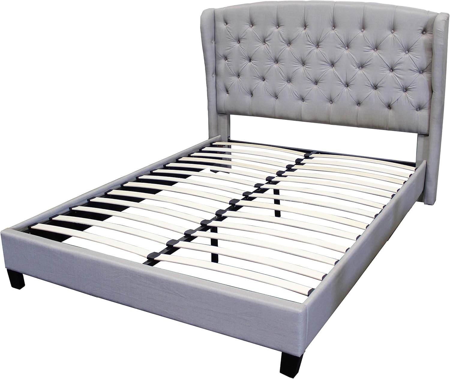 Best Master Furniture Yvette Upholstered Tufted with Wingback Platform Bed California King, Grey