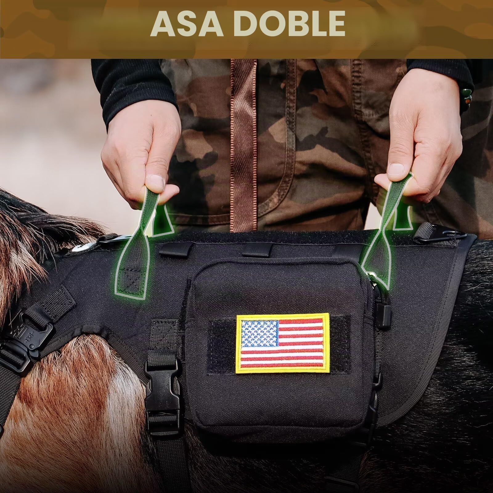 Forestpaw Arnés táctico para Perro de tamaño Mediano, con asa, Estilo Militar sin tirones, con Bolsillos Ajustables para Perros medianos, Negro, Pecho de 19.5 a 41.5 Pulgadas