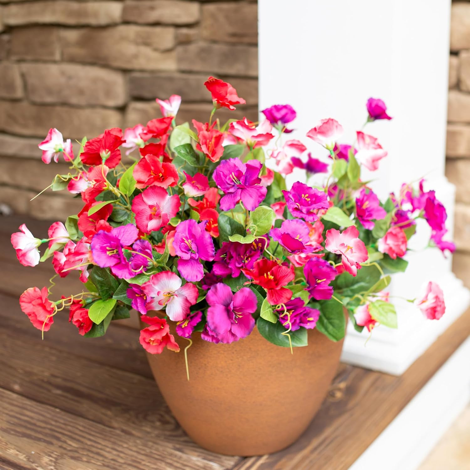 Hibiscus Artificial Flowers Plants for Outdoors Decoration, 6 Bundles Silk Hibiscus Bouquet Tropical Flowers Artificial Realistic UV Resistant Fake Flowers for Outside Planter Porch Patio Balcony, Mix - Image 3