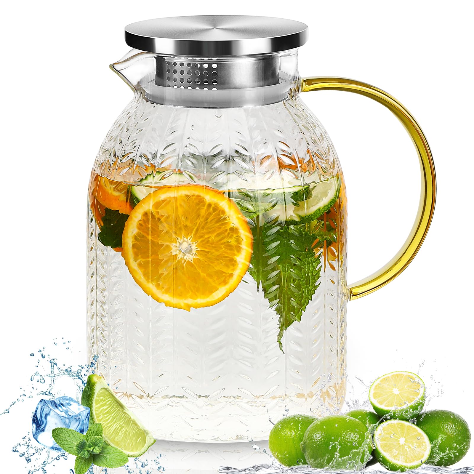 Brocca Vetro Brocca In Vetro Da 1.8 Litri Con Coperchio - Per Tè Freddo